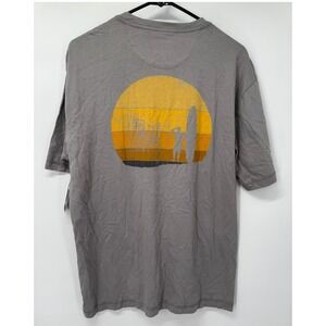 Johnnie-O Men's Medium Gray Surfer Graphic T-Shirt Crew Neck Short Sleeve Casual